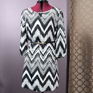 Almost Famous Black and White Zigzag Dress